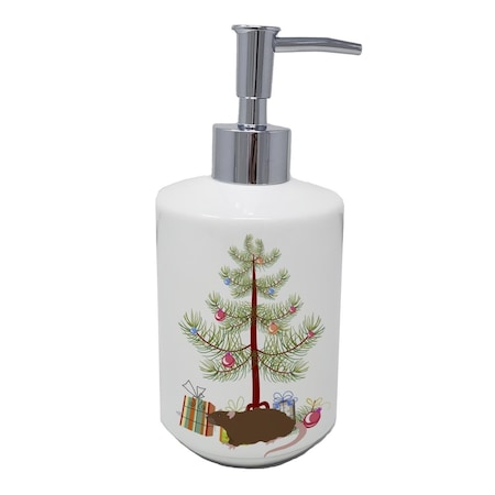 Carolines Treasures 7 x 3.5 in. Rex Rat Merry Christmas Ceramic Soap Dispenser CK4474SOAP